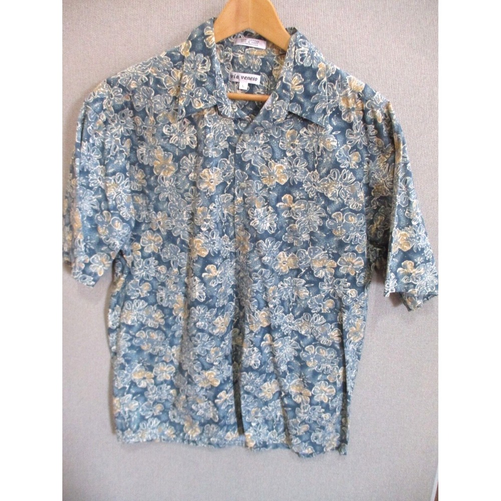 80's 90's Via Veneto Floral Casual SS Shirt Size large